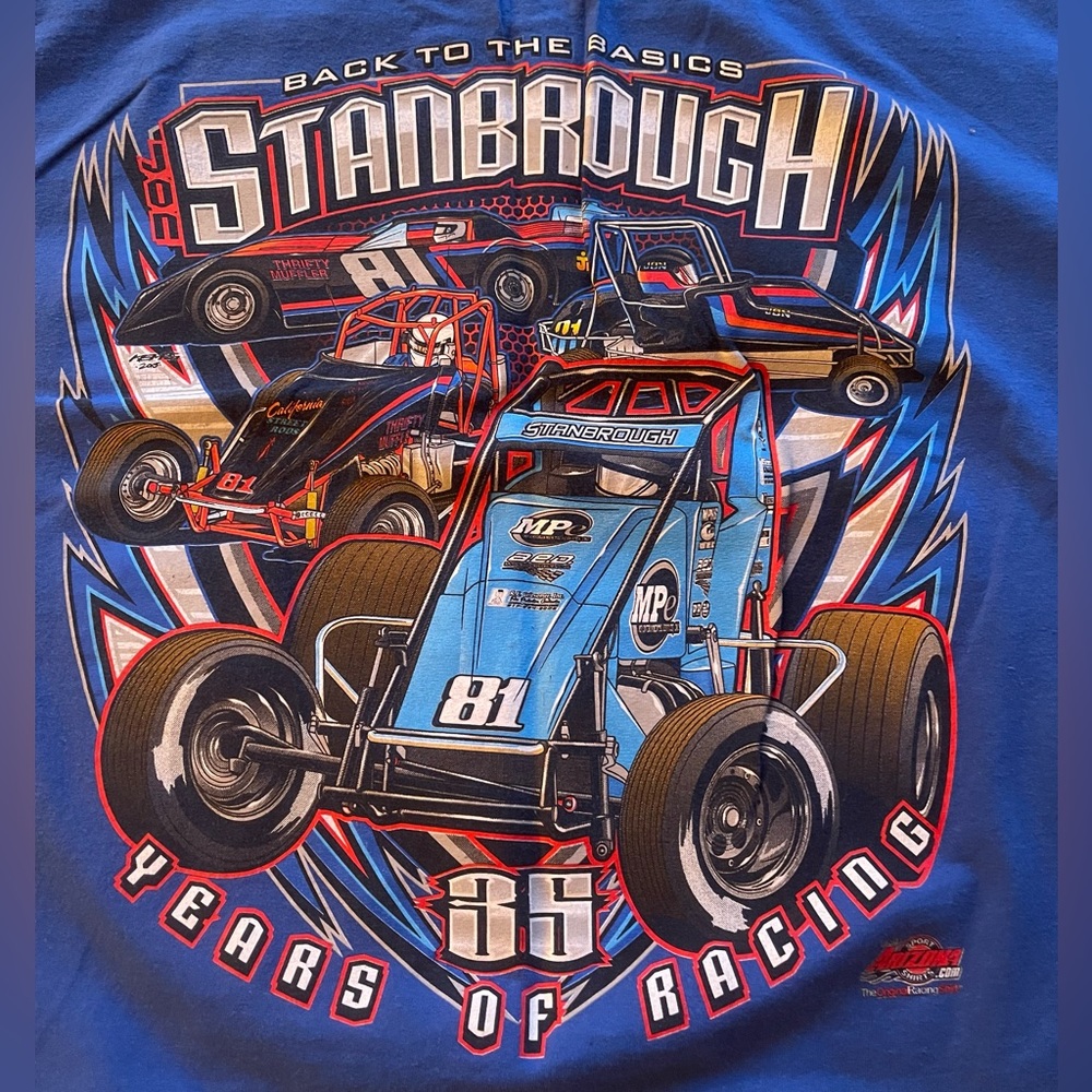 “Back To Basics Stanbrough” commemorative t-shirt. 35 years of racing!